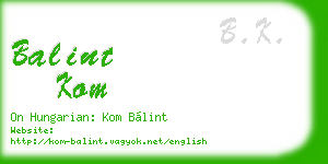 balint kom business card